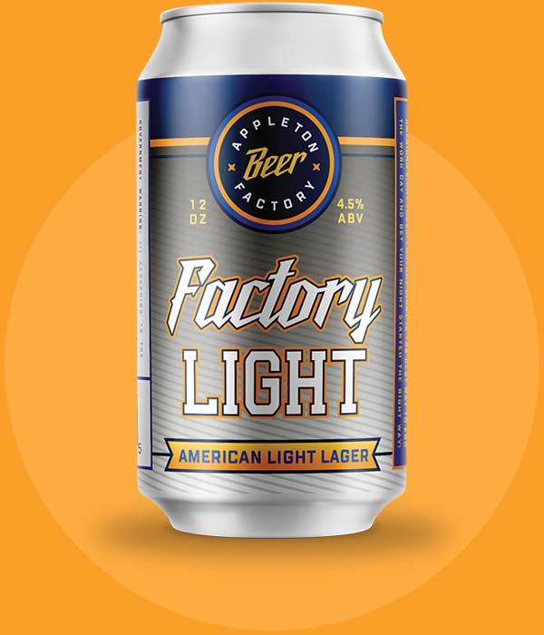 Factory Light Beer Can Brewed by Appleton Beer Factory