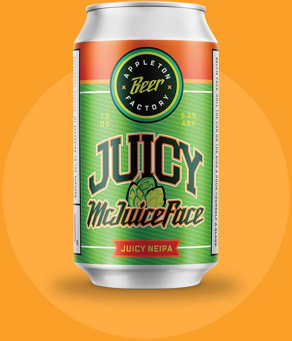 Juicy McJuiceface Beer Can Brewed by Appleton Beer Factory