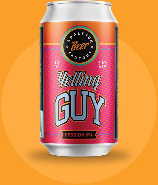 Yelling Guy Beer Can Brewed by Appleton Beer Factory