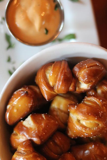 Pretzel bites served at Appleton Beer Factory brewery and brew pub restaurant bar