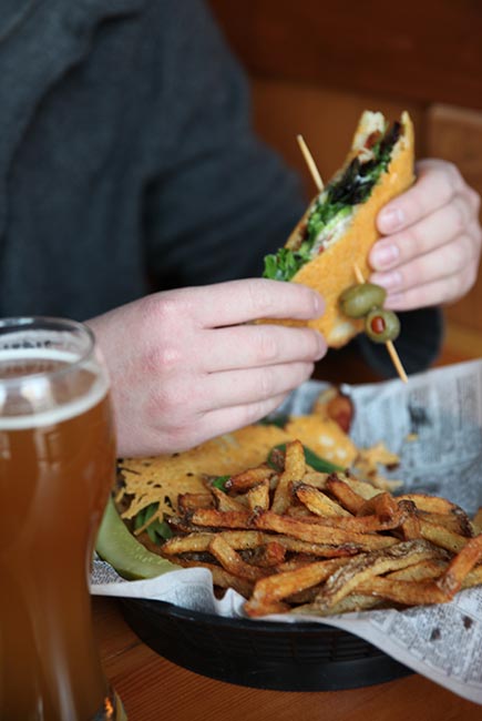 Sandwich baskets served at Appleton Beer Factory brewery and brew pub restaurant bar