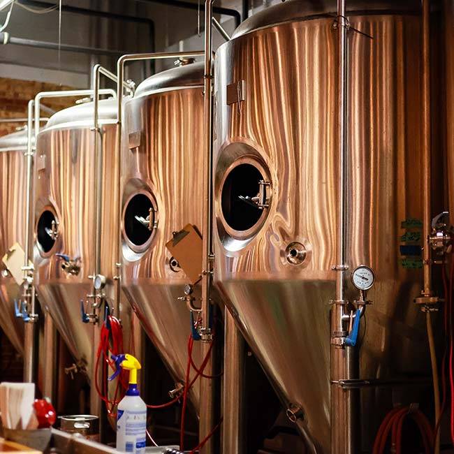 Beer fermenters at Appleton Beer Factory brewery and brew pub restaurant bar Beer fermenters at Appleton Beer Factory brewery and brew pub restaurant bar